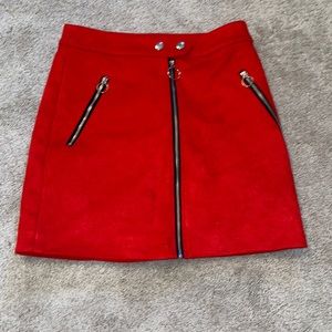 Forever 21 Red Suede Moto Skirt